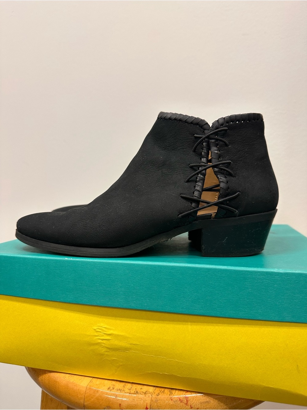 Jack Rogers Black Ankle Boot with Side Lace Accent